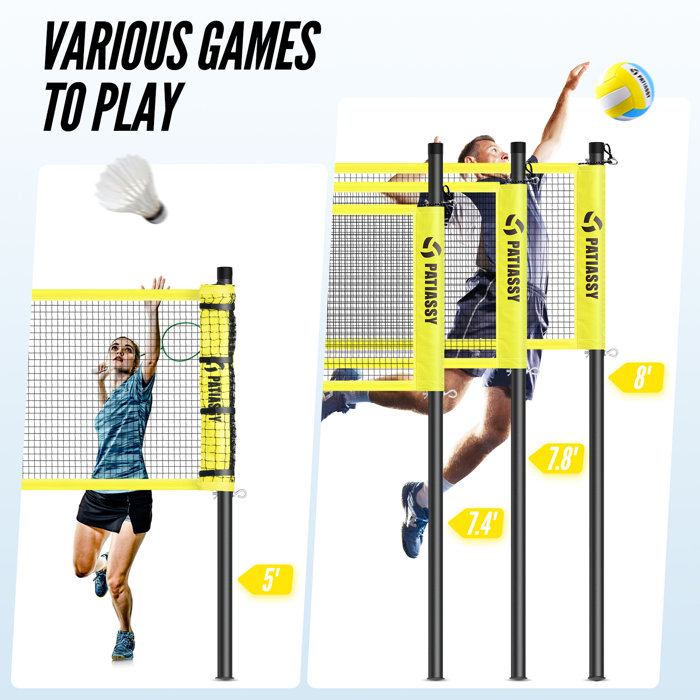 OXYGIE 32ft, 26ft and 20ft Width and Height Adjustable Volleyball and